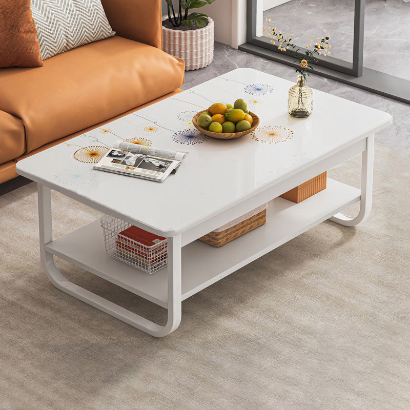 Contemporary Sled Cocktail Table Rectangle Single Coffee Table 39.5"L x 24"W x 16"H White Clearhalo 'Coffee & Accent Tables' 'Coffee Tables' 'coffee_tables' 'furn' 'furn_coffee_tables' 'Furniture' 'Living Room Furniture' 7404249