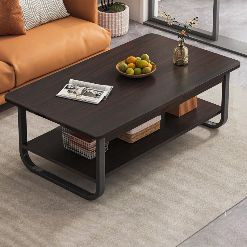 Contemporary Sled Cocktail Table Rectangle Single Coffee Table 47"L x 24"W x 16"H Dark Walnut Clearhalo 'Coffee & Accent Tables' 'Coffee Tables' 'coffee_tables' 'furn' 'furn_coffee_tables' 'Furniture' 'Living Room Furniture' 7404257