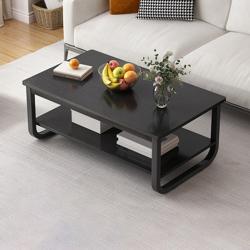 Contemporary Sled Cocktail Table Rectangle Single Coffee Table 31.5"L x 18"W x 16"H Black Clearhalo 'Coffee & Accent Tables' 'Coffee Tables' 'coffee_tables' 'furn' 'furn_coffee_tables' 'Furniture' 'Living Room Furniture' 7404262