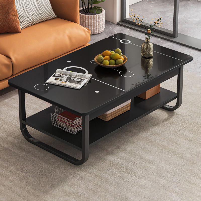 Contemporary Sled Cocktail Table Rectangle Single Coffee Table 39.5"L x 24"W x 16"H Black-White Clearhalo 'Coffee & Accent Tables' 'Coffee Tables' 'coffee_tables' 'furn' 'furn_coffee_tables' 'Furniture' 'Living Room Furniture' 7404264