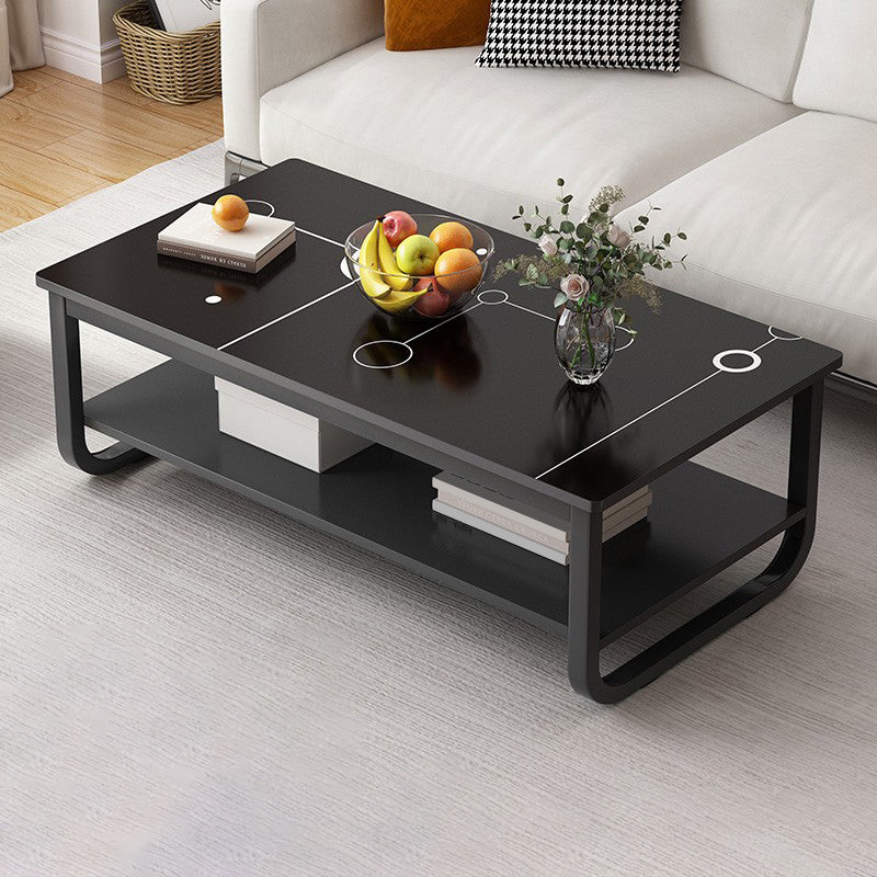 Contemporary Sled Cocktail Table Rectangle Single Coffee Table 47"L x 24"W x 16.5"H Black-White Clearhalo 'Coffee & Accent Tables' 'Coffee Tables' 'coffee_tables' 'furn' 'furn_coffee_tables' 'Furniture' 'Living Room Furniture' 7404269