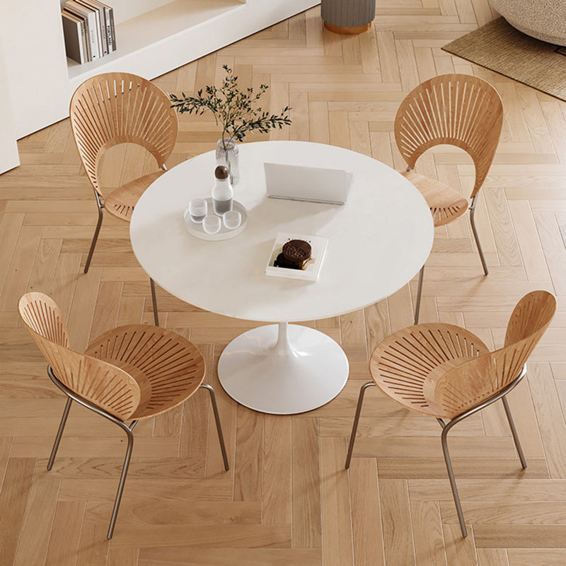Round Dining Set for Kitchen 1/2/3/4/5 Pcs Stone Top Dinette Set 5 Pieces: Table, 4 Chairs Clearhalo 'Dining Room Sets' 'Dining Tables & Seating' 'dining_room_set' 'furn' 'furn_dining_room_set' 'Furniture' 'Kitchen & Dining Furniture' 7404773