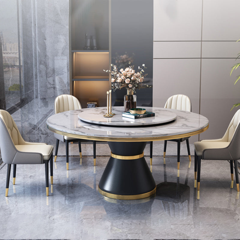 Modern Marble Dining Table Set 1/2/5/7 Pieces with Metal Base Kitchen Furniture Set