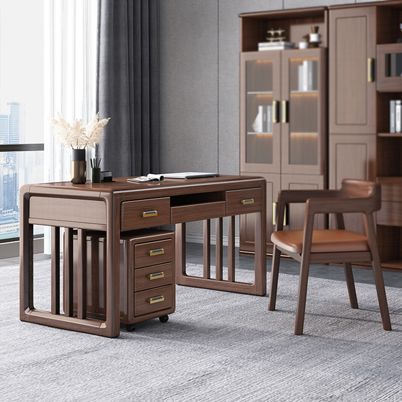 Bureau de bureau en bois de style contemporain Bureau de tâche brun rectangulaire avec 2 tiroirs