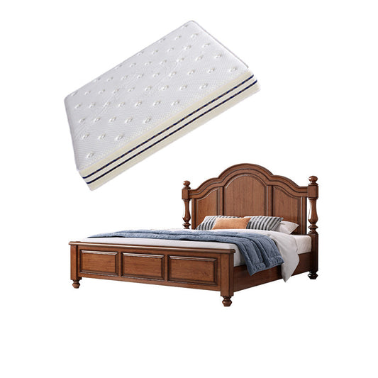 Mid-Century Modern Standard Bed Solid Wood Panel Bed with Headboard Panel Bed & Mattress