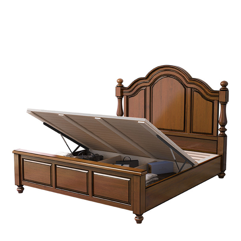 Lit standard moderne du milieu du siècle lit en bois massif avec tête de lit