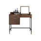Moderne Flip Single Wood ijdelheid met gewatteerde ontlasting verlichte spiegel ijdelheid desk