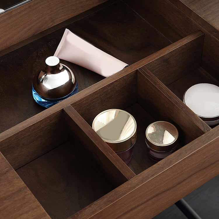 Moderne Flip Single Wood ijdelheid met gewatteerde ontlasting verlichte spiegel ijdelheid desk