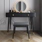 Modern Solid Wood Vanity Dressing Table with Mirror and Stool Clearhalo 'Bedroom Furniture' 'furn' 'furn_makeup_vanities' 'Furniture' 'Makeup Vanities' 'makeup_vanities' 7404972