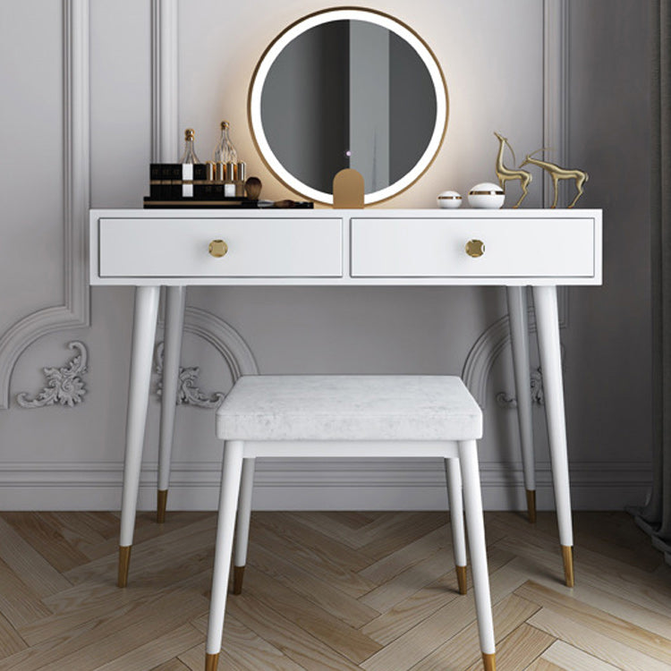 Modern Solid Wood Vanity Dressing Table with Mirror and Stool Clearhalo 'Bedroom Furniture' 'furn' 'furn_makeup_vanities' 'Furniture' 'Makeup Vanities' 'makeup_vanities' 7404978