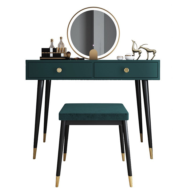 Modern Solid Wood Vanity Dressing Table with Mirror and Stool Clearhalo 'Bedroom Furniture' 'furn' 'furn_makeup_vanities' 'Furniture' 'Makeup Vanities' 'makeup_vanities' 7404981