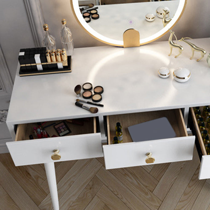 Modern Solid Wood Vanity Dressing Table with Mirror and Stool Clearhalo 'Bedroom Furniture' 'furn' 'furn_makeup_vanities' 'Furniture' 'Makeup Vanities' 'makeup_vanities' 7404984