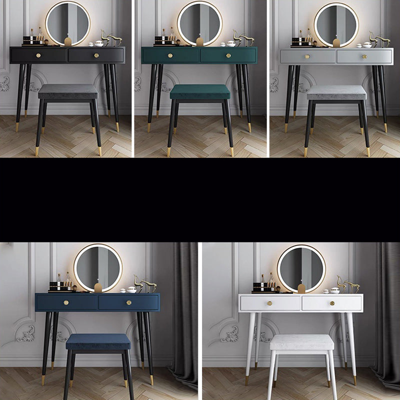 Modern Solid Wood Vanity Dressing Table with Mirror and Stool Clearhalo 'Bedroom Furniture' 'furn' 'furn_makeup_vanities' 'Furniture' 'Makeup Vanities' 'makeup_vanities' 7404991