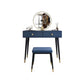 Modern Solid Wood Vanity Dressing Table with Mirror and Stool Makeup Vanity & Mirror & Stools 31"L x 16"W x 30"H Blue Clearhalo 'Bedroom Furniture' 'furn' 'furn_makeup_vanities' 'Furniture' 'Makeup Vanities' 'makeup_vanities' 7404997