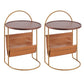 Mesa lateral de madera sólida con mesa de esquina superior de bandeja redonda de almacenamiento