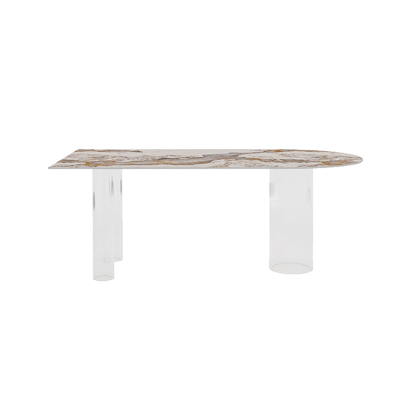 Free Form Modern Dining Table Stone Top Dinette Table with Acrylic Base White Without Chairs Clearhalo 'Dining Tables & Seating' 'Dining Tables' 'dining_table' 'furn' 'furn_dining_table' 'Furniture' 'Kitchen & Dining Furniture' 7405780