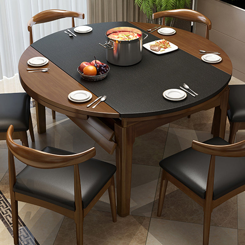 Modern Stone Scalable Dining Table Rubber Base for Dining Room Brown Without Chairs Clearhalo 'Dining Tables & Seating' 'Dining Tables' 'dining_table' 'furn' 'furn_dining_table' 'Furniture' 'Kitchen & Dining Furniture' 7405795