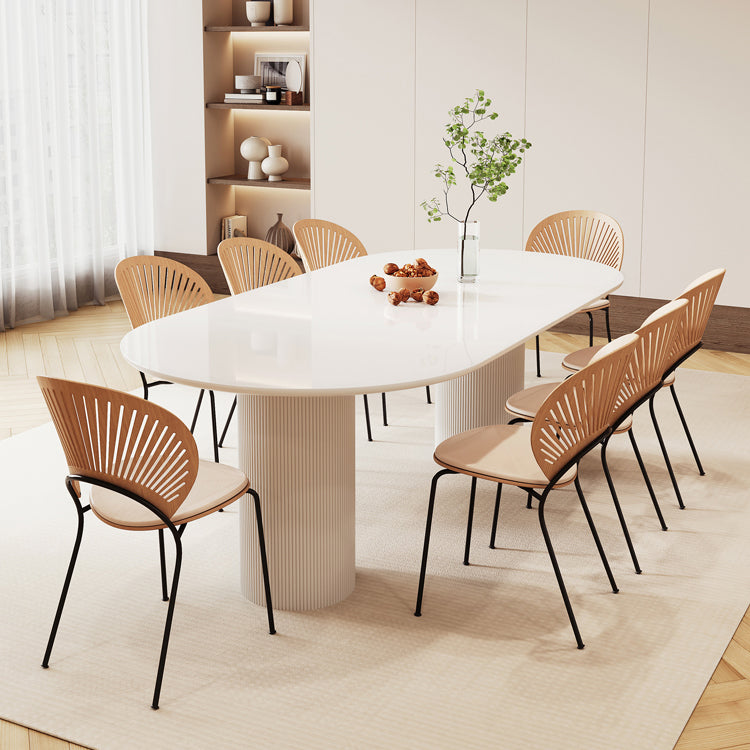 White Contemporary Dining Room Dinner Kitchen Table Double Pedestal Dinner Table