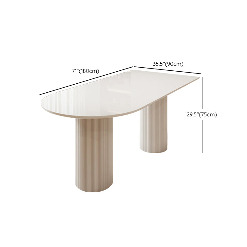 White Contemporary Dining Room Dinner Kitchen Table Double Pedestal Dinner Table