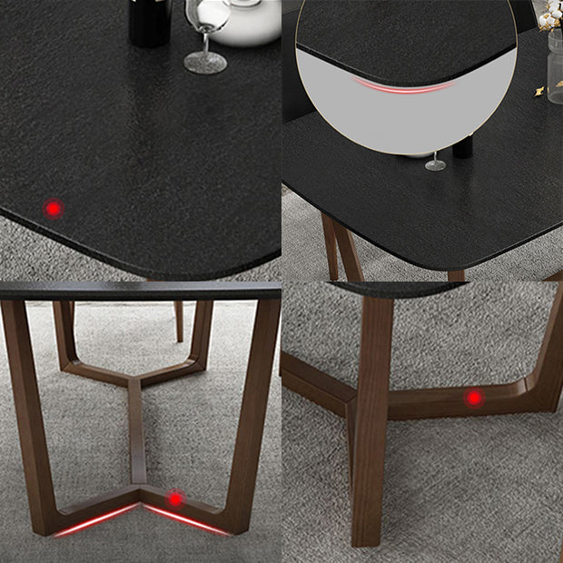 Table supérieure en pierre frittée Table de salle à manger noire pour cuisine salle à manger