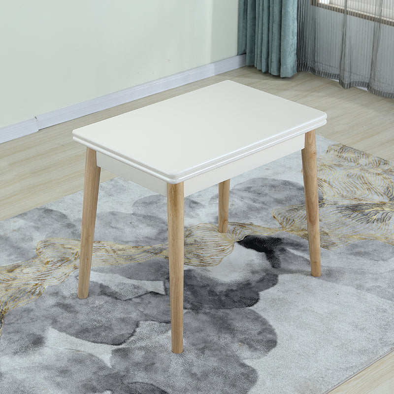 Modern Scalable Rectangle Dining Table Rubber Base for Dining Room Solid Wood White 47.2"L x 35.4"W x 29.5"H Clearhalo 'Dining Tables & Seating' 'Dining Tables' 'dining_table' 'furn' 'furn_dining_table' 'Furniture' 'Kitchen & Dining Furniture' 7405847