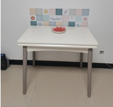 Modern Scalable Rectangle Dining Table Rubber Base for Dining Room White-Gray 47.2"L x 35.4"W x 29.5"H Clearhalo 'Dining Tables & Seating' 'Dining Tables' 'dining_table' 'furn' 'furn_dining_table' 'Furniture' 'Kitchen & Dining Furniture' 7405856