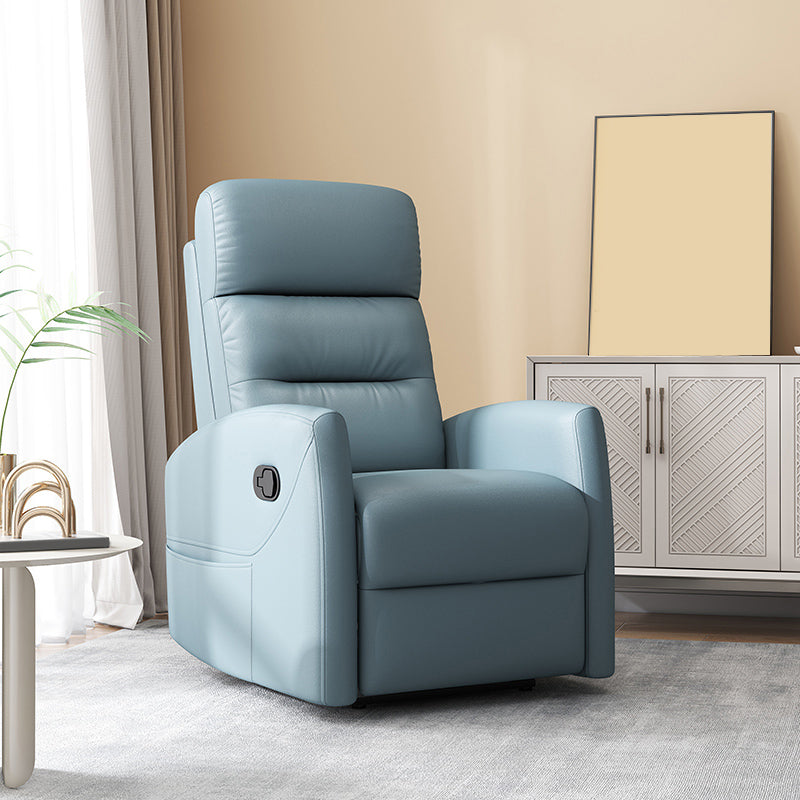 25.98" Wide Manual Recliner Modernism Recliner Chairs with Swivel Glider Base Respiratory Skin Blue Clearhalo 'Chairs & Seating' 'furn' 'furn_recliners' 'Furniture' 'Living Room Furniture' 'Recliners' 7406021