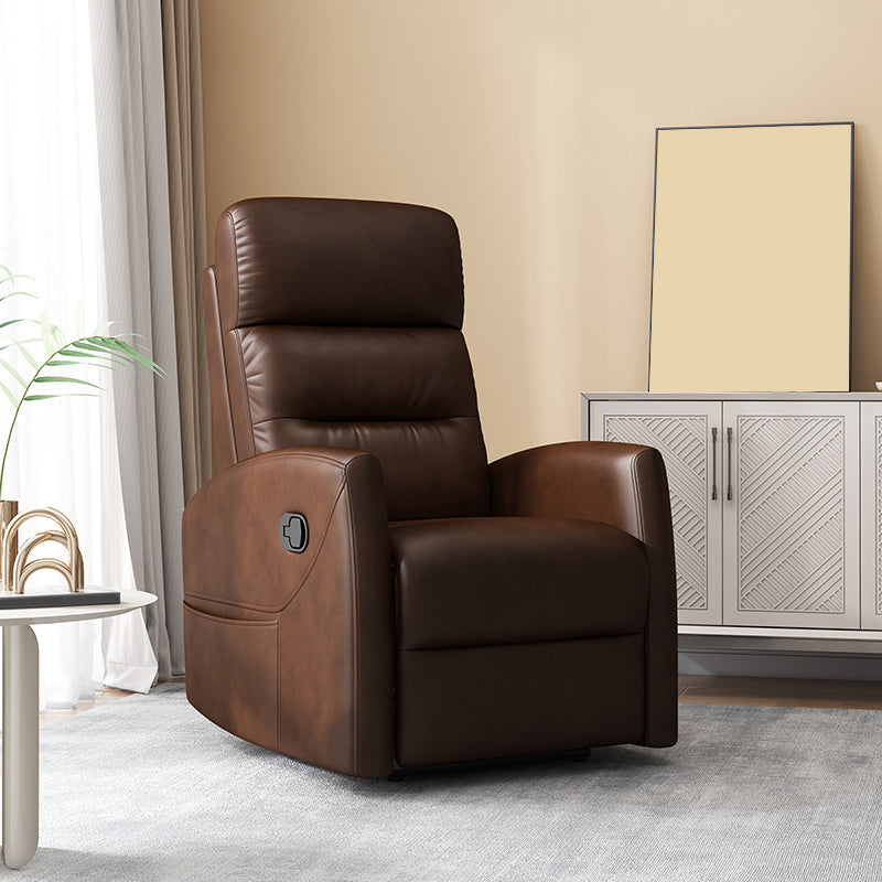 25.98" Wide Manual Recliner Modernism Recliner Chairs with Swivel Glider Base Respiratory Skin Coffee Clearhalo 'Chairs & Seating' 'furn' 'furn_recliners' 'Furniture' 'Living Room Furniture' 'Recliners' 7406031