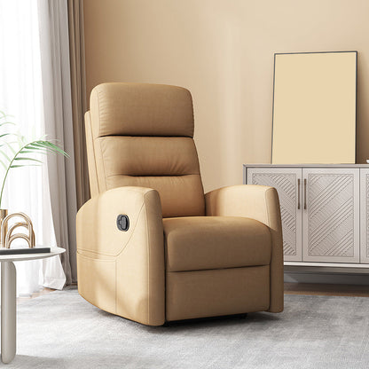25.98" Wide Manual Recliner Modernism Recliner Chairs with Swivel Glider Base Cotton and Linen Khaki Clearhalo 'Chairs & Seating' 'furn' 'furn_recliners' 'Furniture' 'Living Room Furniture' 'Recliners' 7406032