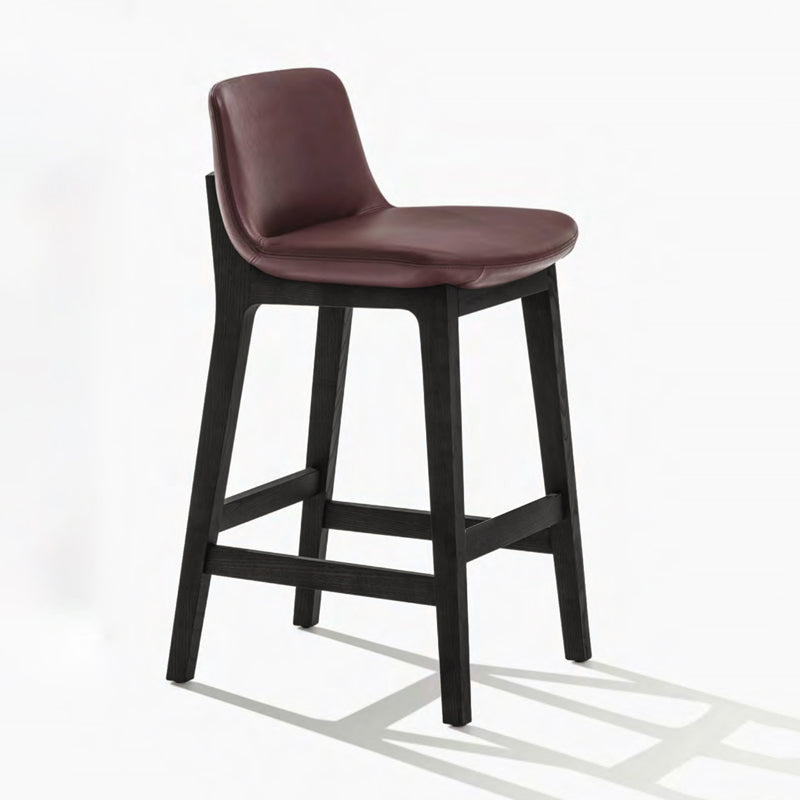 Scandinavian Indoor Solid Wood Bar Stool Upholstered Bar Stool Dark Brown 1 Piece Clearhalo 'Bar Furniture' 'Bar Stools' 'bar_stools' 'furn' 'furn_bar_stools' 'Furniture' 'Kitchen & Dining Furniture' 7407220