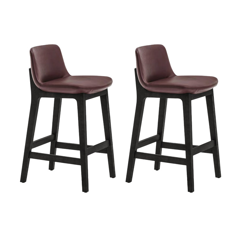 Scandinavian Indoor Solid Wood Bar Stool Upholstered Bar Stool Dark Brown 2 Piece Set Clearhalo 'Bar Furniture' 'Bar Stools' 'bar_stools' 'furn' 'furn_bar_stools' 'Furniture' 'Kitchen & Dining Furniture' 7407221