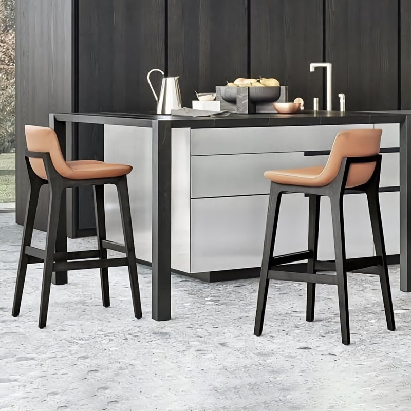 Scandinavian Indoor Solid Wood Bar Stool Upholstered Bar Stool Clearhalo 'Bar Furniture' 'Bar Stools' 'bar_stools' 'furn' 'furn_bar_stools' 'Furniture' 'Kitchen & Dining Furniture' 7407222