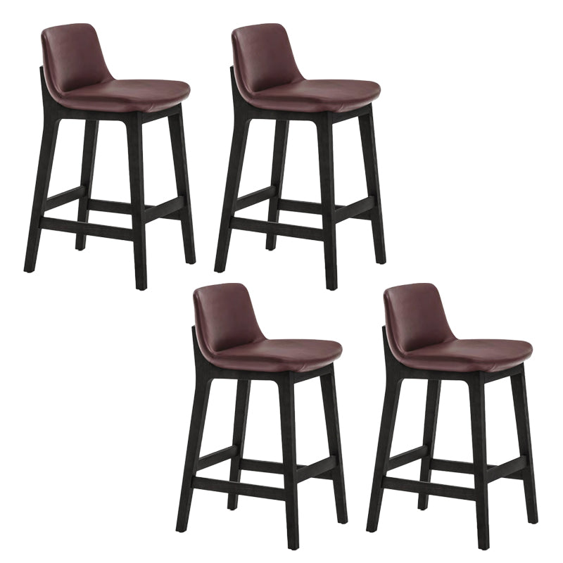 Scandinavian Indoor Solid Wood Bar Stool Upholstered Bar Stool Dark Brown 4 Piece Set Clearhalo 'Bar Furniture' 'Bar Stools' 'bar_stools' 'furn' 'furn_bar_stools' 'Furniture' 'Kitchen & Dining Furniture' 7407223