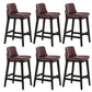 Scandinavian Indoor Solid Wood Bar Stool Upholstered Bar Stool Dark Brown 6 Piece Set Clearhalo 'Bar Furniture' 'Bar Stools' 'bar_stools' 'furn' 'furn_bar_stools' 'Furniture' 'Kitchen & Dining Furniture' 7407224