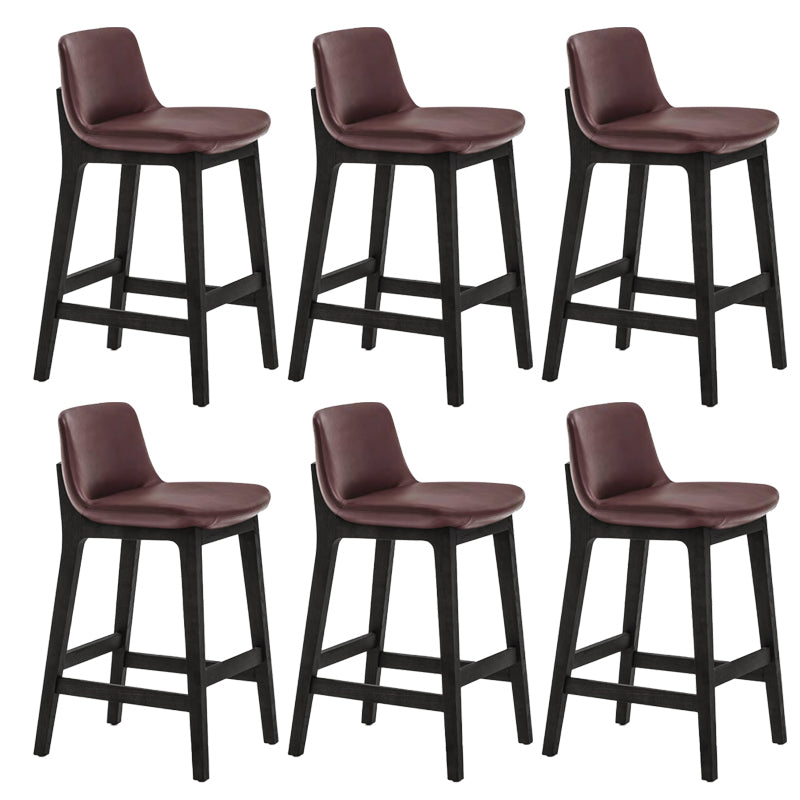 Scandinavian Indoor Solid Wood Bar Stool Upholstered Bar Stool Dark Brown 6 Piece Set Clearhalo 'Bar Furniture' 'Bar Stools' 'bar_stools' 'furn' 'furn_bar_stools' 'Furniture' 'Kitchen & Dining Furniture' 7407224