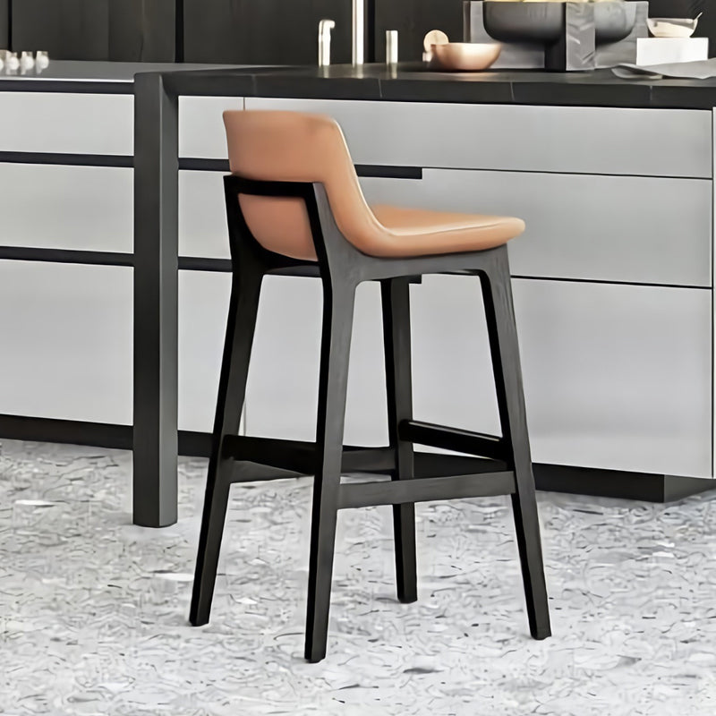 Scandinavian Indoor Solid Wood Bar Stool Upholstered Bar Stool Clearhalo 'Bar Furniture' 'Bar Stools' 'bar_stools' 'furn' 'furn_bar_stools' 'Furniture' 'Kitchen & Dining Furniture' 7407225