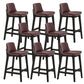 Scandinavian Indoor Solid Wood Bar Stool Upholstered Bar Stool Dark Brown 8 Piece Set Clearhalo 'Bar Furniture' 'Bar Stools' 'bar_stools' 'furn' 'furn_bar_stools' 'Furniture' 'Kitchen & Dining Furniture' 7407227