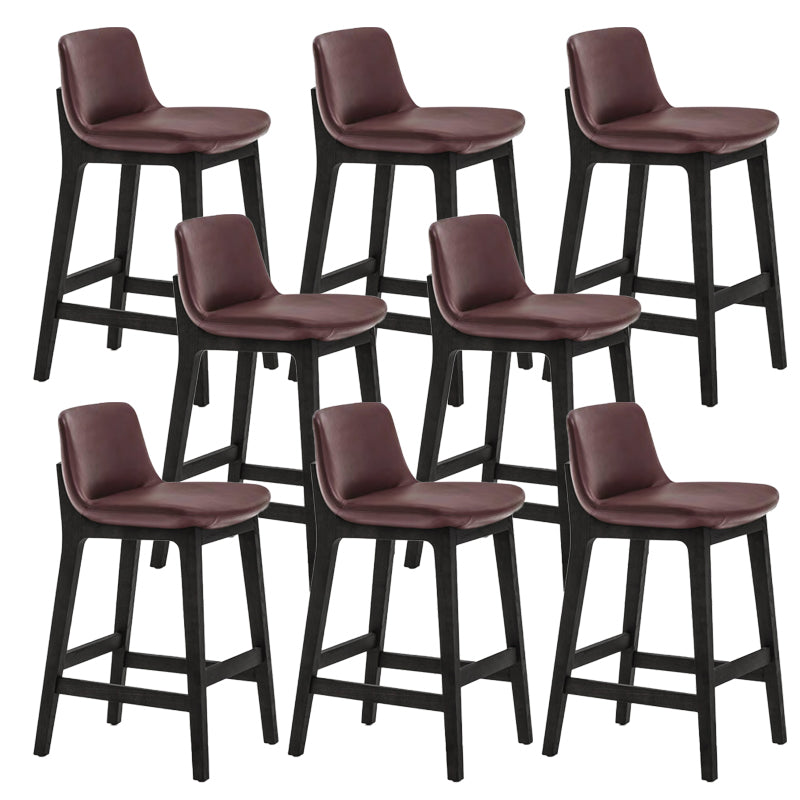 Scandinavian Indoor Solid Wood Bar Stool Upholstered Bar Stool Dark Brown 8 Piece Set Clearhalo 'Bar Furniture' 'Bar Stools' 'bar_stools' 'furn' 'furn_bar_stools' 'Furniture' 'Kitchen & Dining Furniture' 7407227
