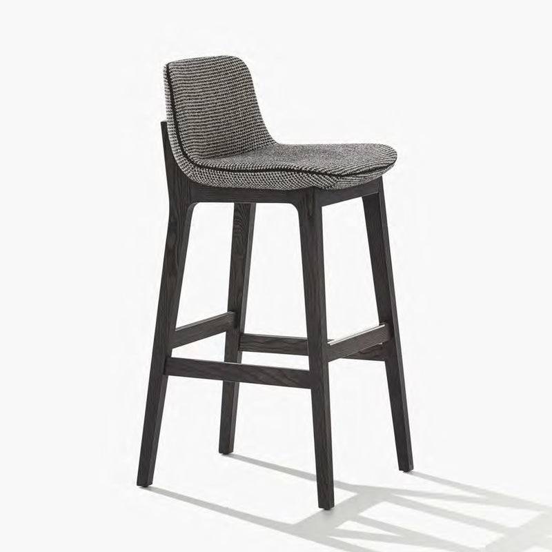 Scandinavian Indoor Solid Wood Bar Stool Upholstered Bar Stool Grey 1 Piece Clearhalo 'Bar Furniture' 'Bar Stools' 'bar_stools' 'furn' 'furn_bar_stools' 'Furniture' 'Kitchen & Dining Furniture' 7407238