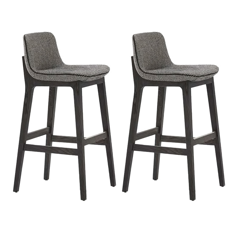 Scandinavian Indoor Solid Wood Bar Stool Upholstered Bar Stool Grey 2 Piece Set Clearhalo 'Bar Furniture' 'Bar Stools' 'bar_stools' 'furn' 'furn_bar_stools' 'Furniture' 'Kitchen & Dining Furniture' 7407239