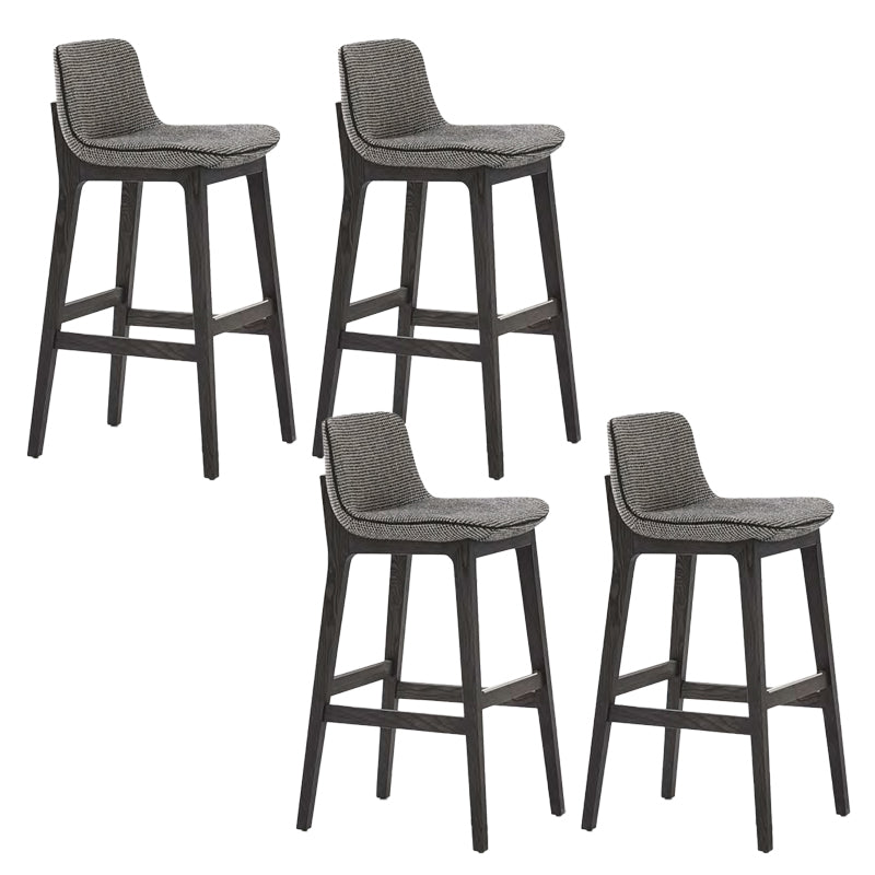 Scandinavian Indoor Solid Wood Bar Stool Upholstered Bar Stool Grey 4 Piece Set Clearhalo 'Bar Furniture' 'Bar Stools' 'bar_stools' 'furn' 'furn_bar_stools' 'Furniture' 'Kitchen & Dining Furniture' 7407240