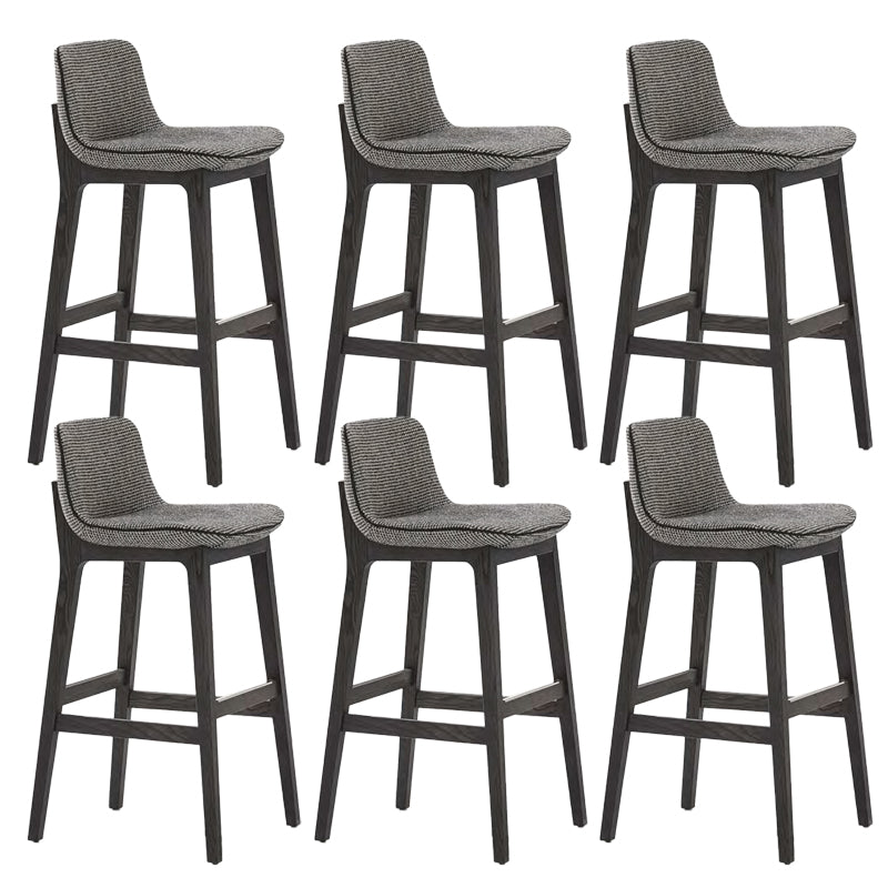 Scandinavian Indoor Solid Wood Bar Stool Upholstered Bar Stool Grey 6 Piece Set Clearhalo 'Bar Furniture' 'Bar Stools' 'bar_stools' 'furn' 'furn_bar_stools' 'Furniture' 'Kitchen & Dining Furniture' 7407241