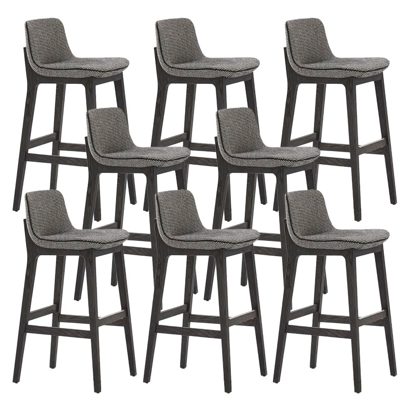 Scandinavian Indoor Solid Wood Bar Stool Upholstered Bar Stool Grey 8 Piece Set Clearhalo 'Bar Furniture' 'Bar Stools' 'bar_stools' 'furn' 'furn_bar_stools' 'Furniture' 'Kitchen & Dining Furniture' 7407242