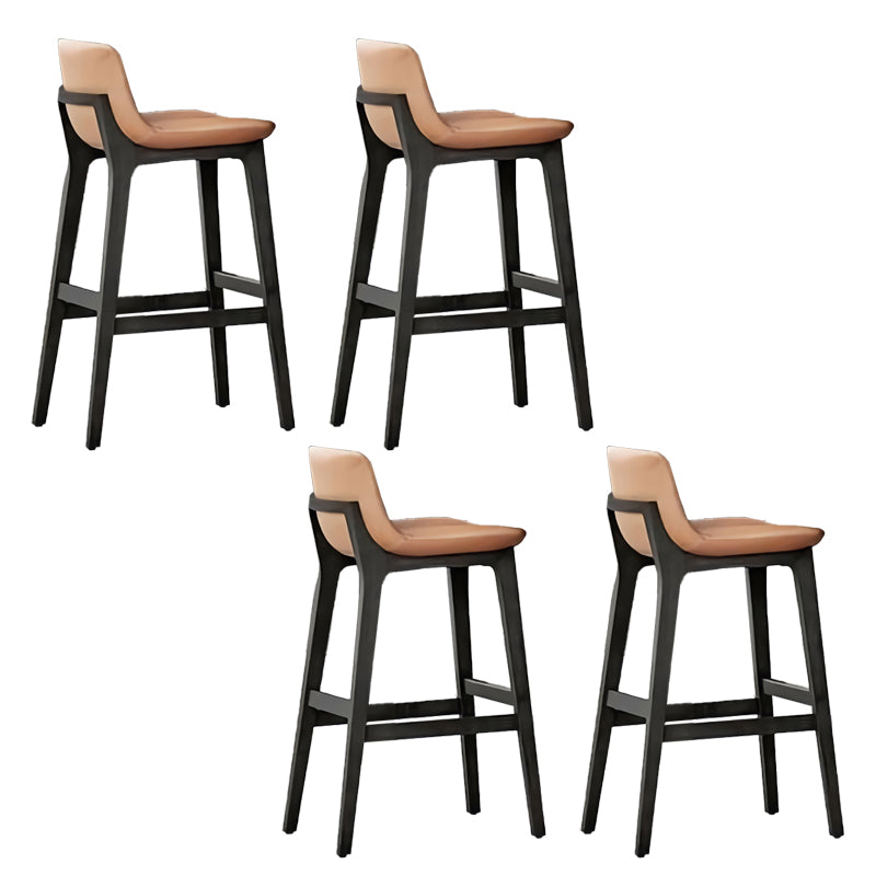 Scandinavian Indoor Solid Wood Bar Stool Upholstered Bar Stool Orange 4 Piece Set Clearhalo 'Bar Furniture' 'Bar Stools' 'bar_stools' 'furn' 'furn_bar_stools' 'Furniture' 'Kitchen & Dining Furniture' 7407245