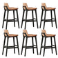 Scandinavian Indoor Solid Wood Bar Stool Upholstered Bar Stool Orange 6 Piece Set Clearhalo 'Bar Furniture' 'Bar Stools' 'bar_stools' 'furn' 'furn_bar_stools' 'Furniture' 'Kitchen & Dining Furniture' 7407246