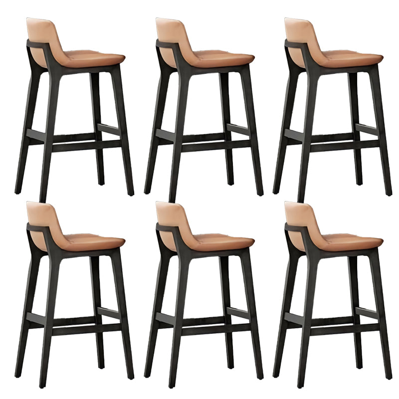 Scandinavian Indoor Solid Wood Bar Stool Upholstered Bar Stool Orange 6 Piece Set Clearhalo 'Bar Furniture' 'Bar Stools' 'bar_stools' 'furn' 'furn_bar_stools' 'Furniture' 'Kitchen & Dining Furniture' 7407246