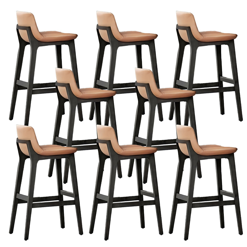 Scandinavian Indoor Solid Wood Bar Stool Upholstered Bar Stool Orange 8 Piece Set Clearhalo 'Bar Furniture' 'Bar Stools' 'bar_stools' 'furn' 'furn_bar_stools' 'Furniture' 'Kitchen & Dining Furniture' 7407247