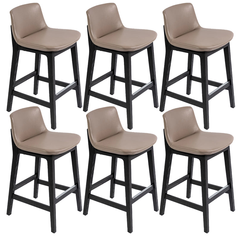 Scandinavian Indoor Solid Wood Bar Stool Upholstered Bar Stool Light Brown 6 Piece Set Clearhalo 'Bar Furniture' 'Bar Stools' 'bar_stools' 'furn' 'furn_bar_stools' 'Furniture' 'Kitchen & Dining Furniture' 7407251