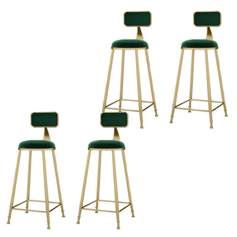 Round Bar Stools Industrial Dining Stools with Gold Metal Base Green 4 Piece Set Clearhalo 'Bar Furniture' 'Bar Stools' 'bar_stools' 'furn' 'furn_bar_stools' 'Furniture' 'Kitchen & Dining Furniture' 7407258