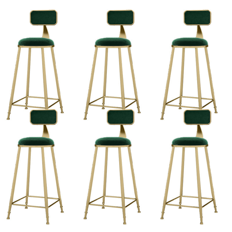 Round Bar Stools Industrial Dining Stools with Gold Metal Base Green 6 Piece Set Clearhalo 'Bar Furniture' 'Bar Stools' 'bar_stools' 'furn' 'furn_bar_stools' 'Furniture' 'Kitchen & Dining Furniture' 7407259